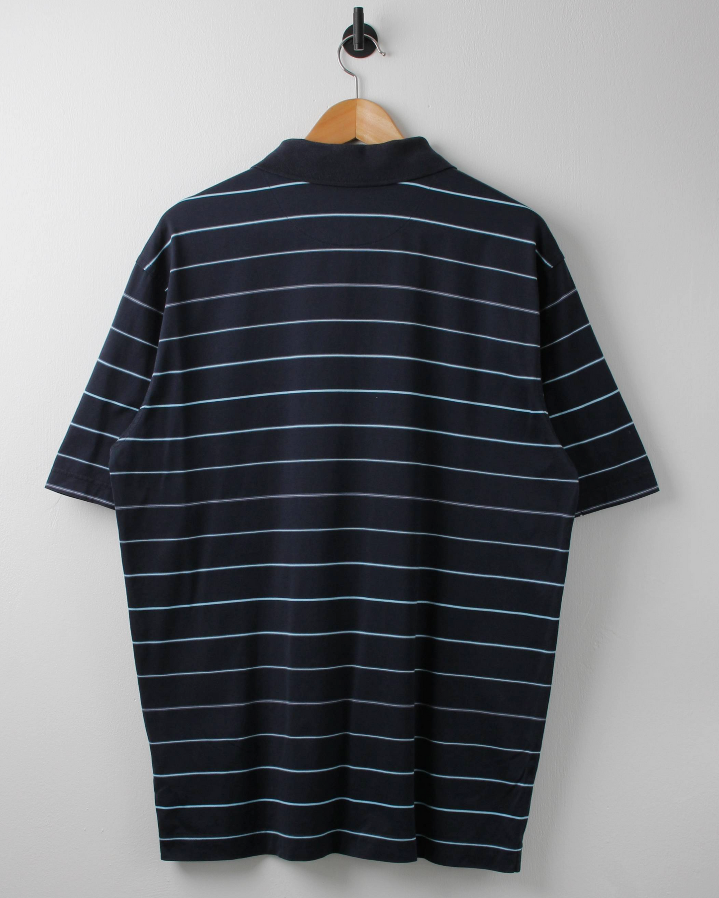 00s Nike Shield Logo Navy & Blue Striped Polo (L)