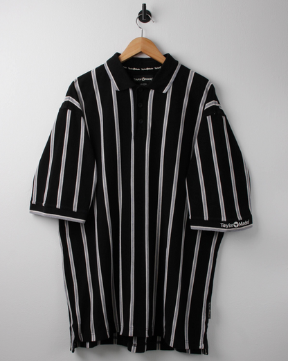 90s TaylorMade Black Vertical Striped Polo (XL)