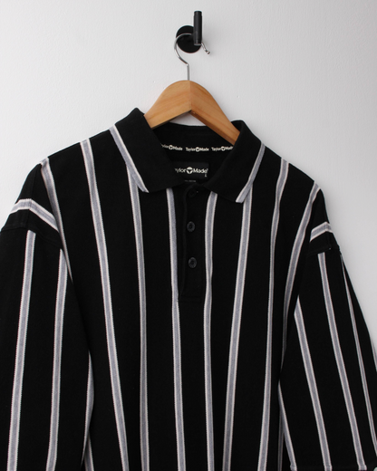 90s TaylorMade Black Vertical Striped Polo (XL)