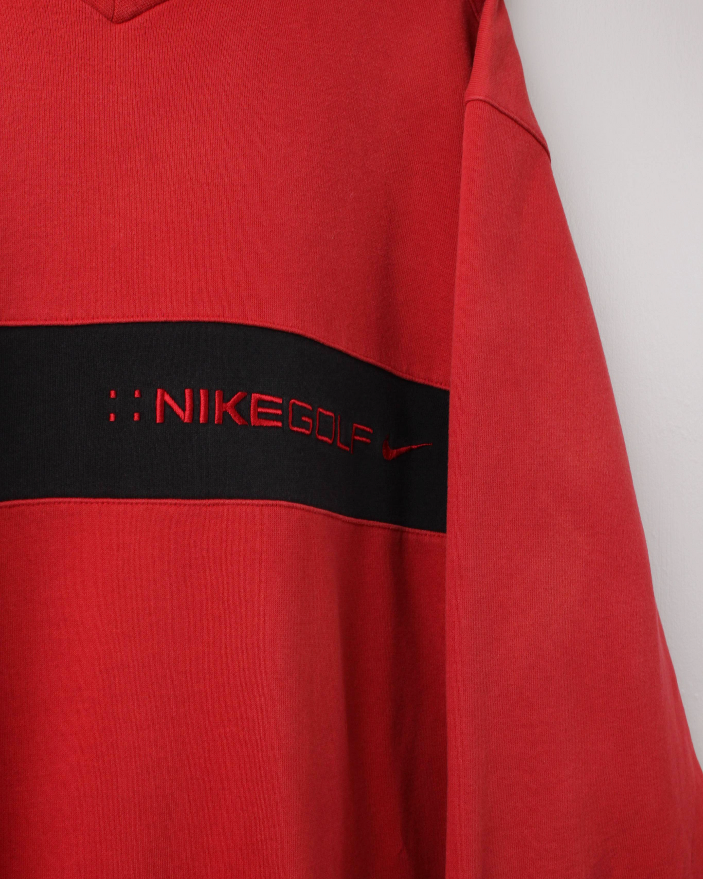 00s Nike Red & Black V-Neck Sweatshirt (XL)