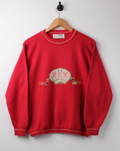 90s Pringle Women’s Rose Graphic Knit (S)