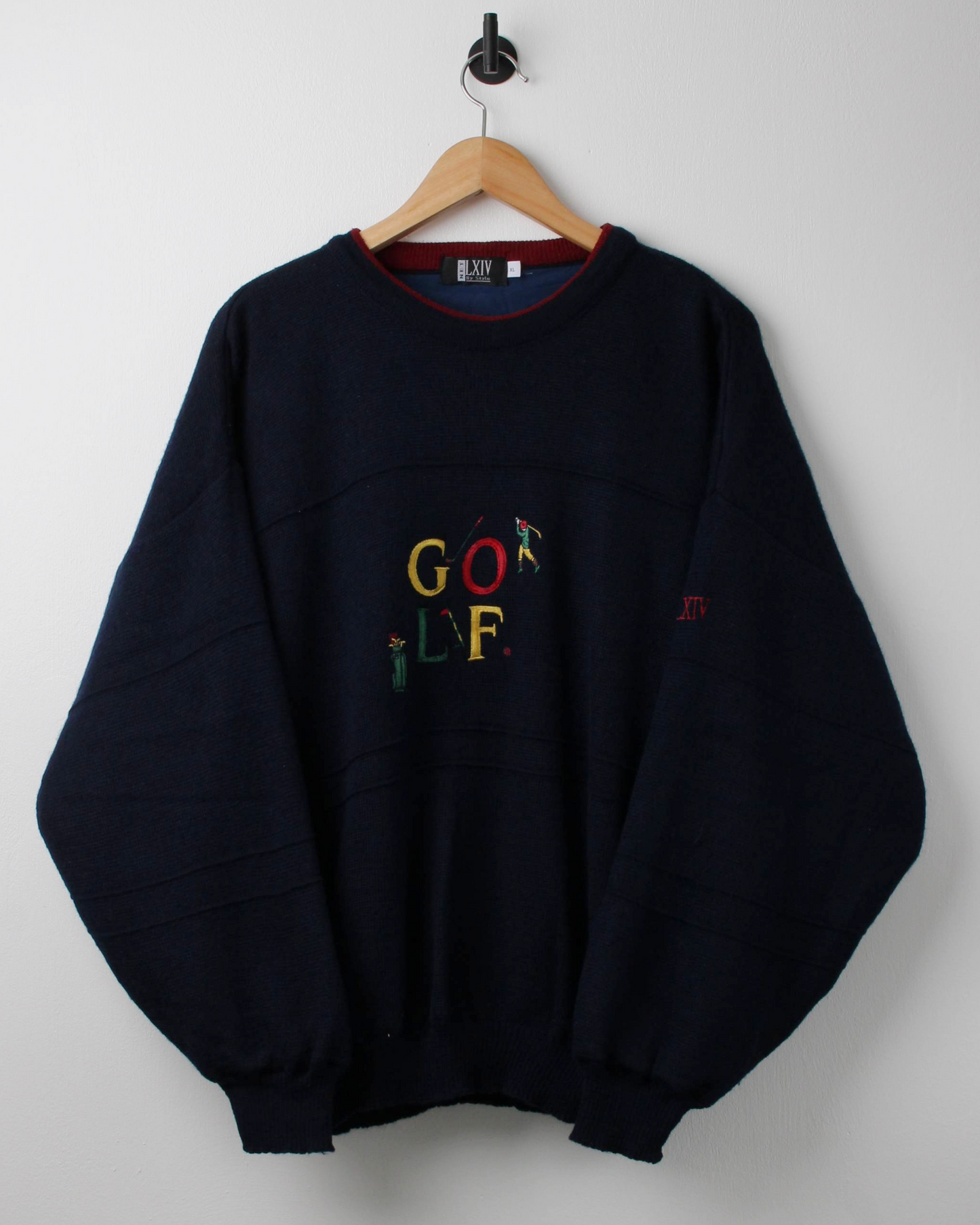 90s LXIV ‘Golf’ Graphic Windbreaker Knit (L)