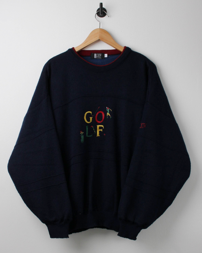 90s LXIV ‘Golf’ Graphic Windbreaker Knit (L)