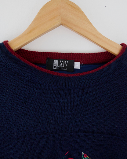 90s LXIV ‘Golf’ Graphic Windbreaker Knit (L)