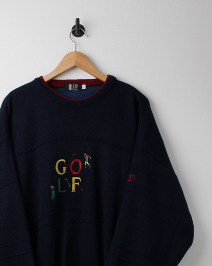 90s LXIV ‘Golf’ Graphic Windbreaker Knit (L)