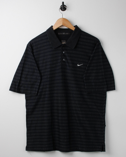 00s Nike Tiger Woods Black & White Patterned Polo (S)