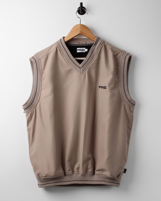 00s Ping ‘Mr Ping’ Logo Khaki Golf Vest (S)