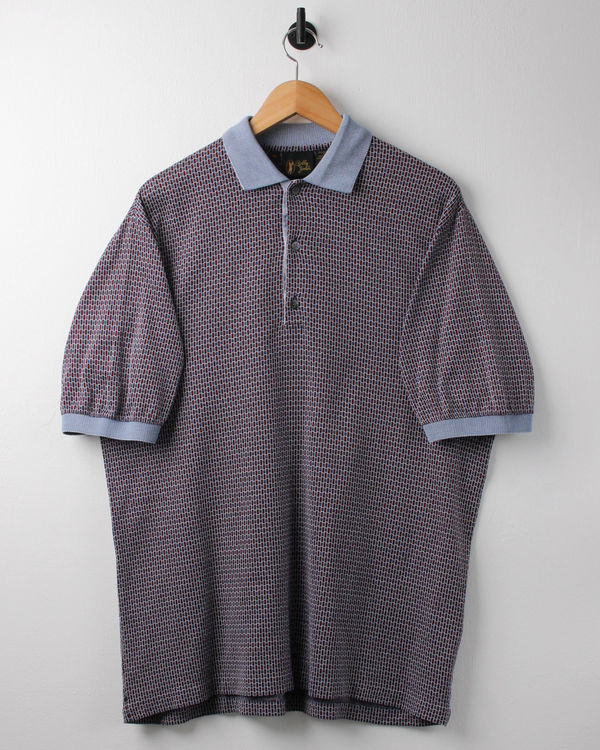 90s Bobby Jones Blue & Red Geometric Pattern Polo (M)