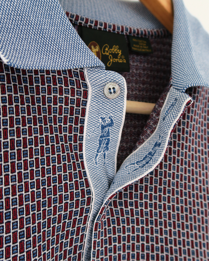 90s Bobby Jones Blue & Red Geometric Pattern Polo (M)