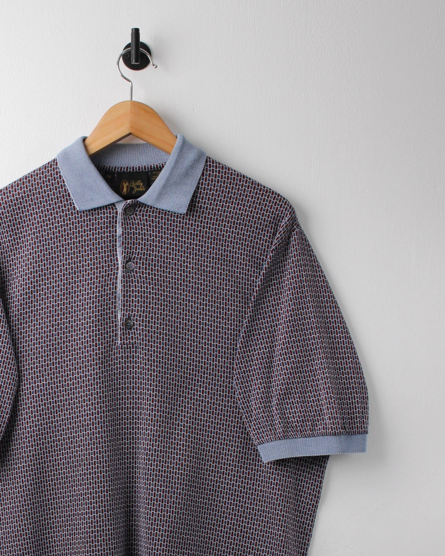 90s Bobby Jones Blue & Red Geometric Pattern Polo (M)