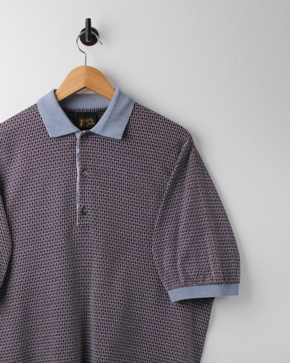 90s Bobby Jones Blue & Red Geometric Pattern Polo (M)