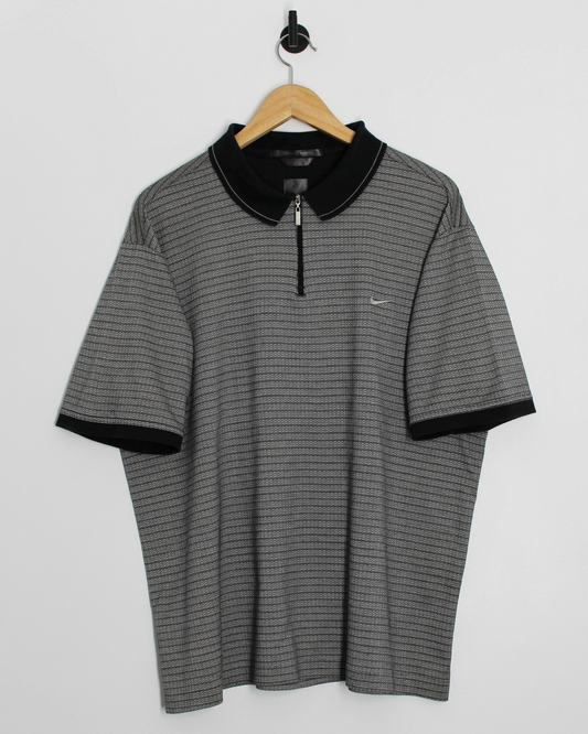 00s Nike Tiger Woods Grey/Black Abstract Polo-Shirt (L)