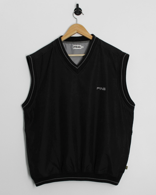 00s Ping ‘Mr Ping’ Black V-Neck Golf Vest (L)