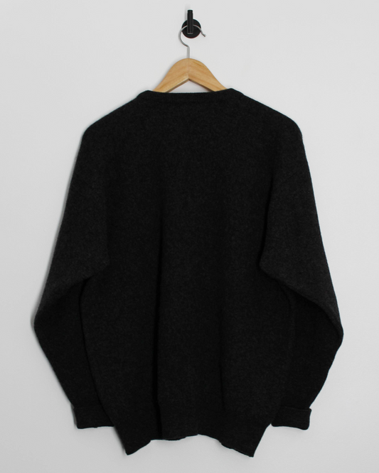 90s TaylorMade Charcoal Grey Lamswool Crewneck Jumper (M)