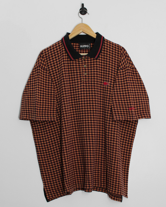 90s Hippo Plaid Polo-Shirt (XL)