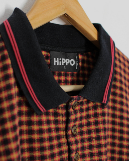 90s Hippo Plaid Polo-Shirt (XL)