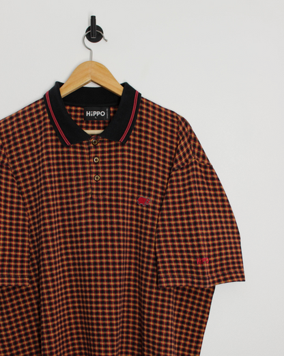 90s Hippo Plaid Polo-Shirt (XL)