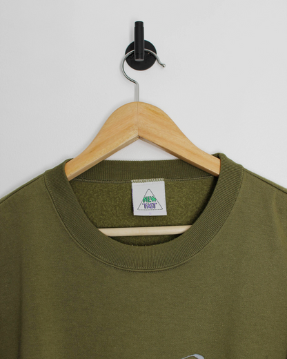 New Fast Khaki Green Graphic Crewneck Sweatshirt (M)