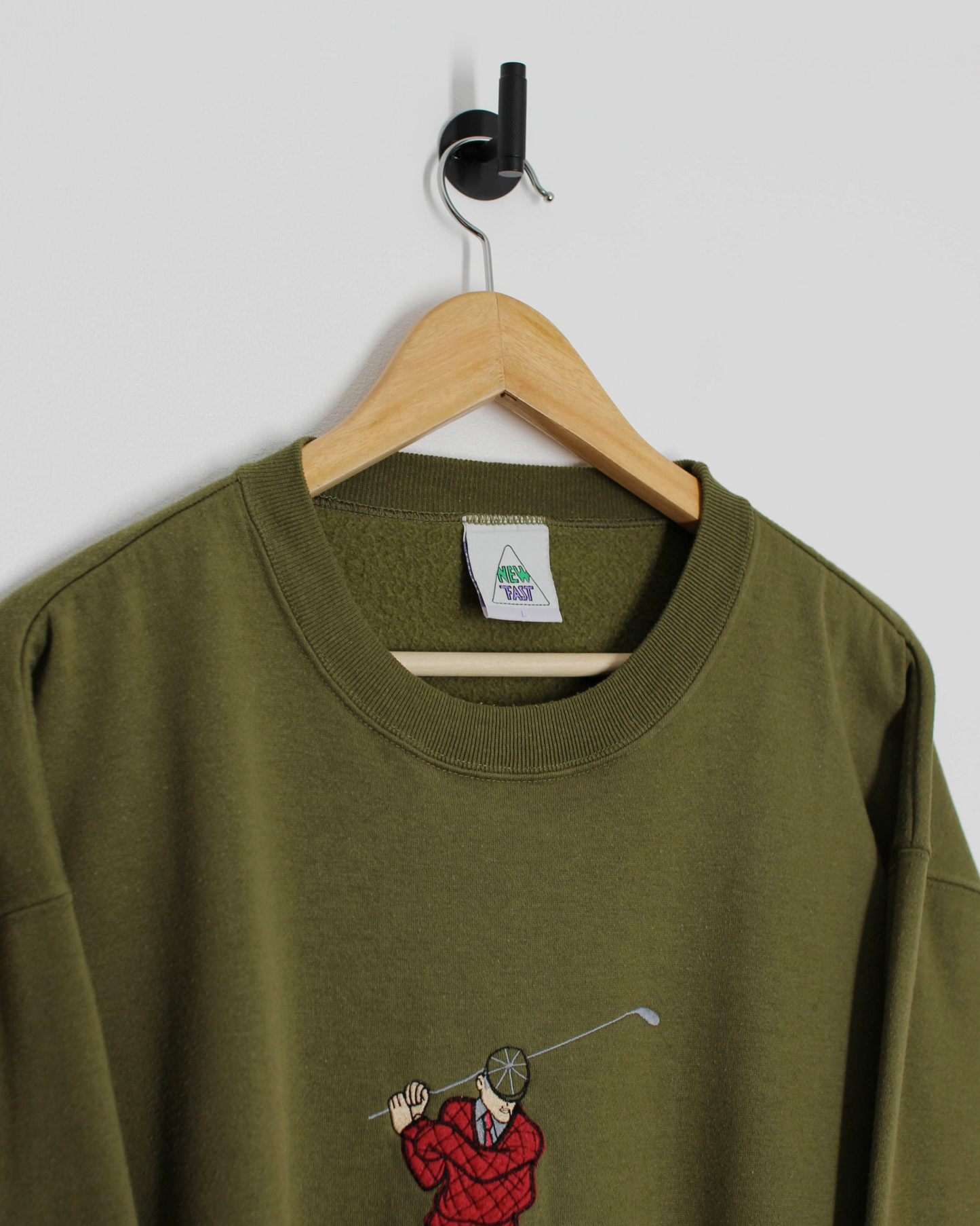 New Fast Khaki Green Graphic Crewneck Sweatshirt (M)