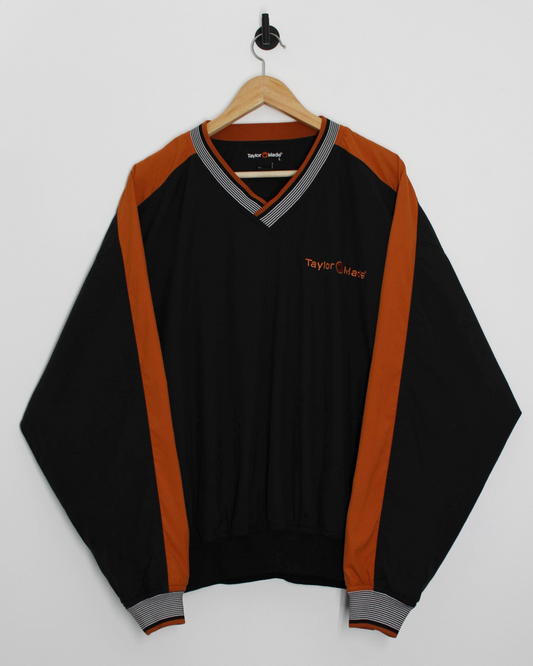 90s TaylorMade Black/Orange V-Neck Windbreaker (L)