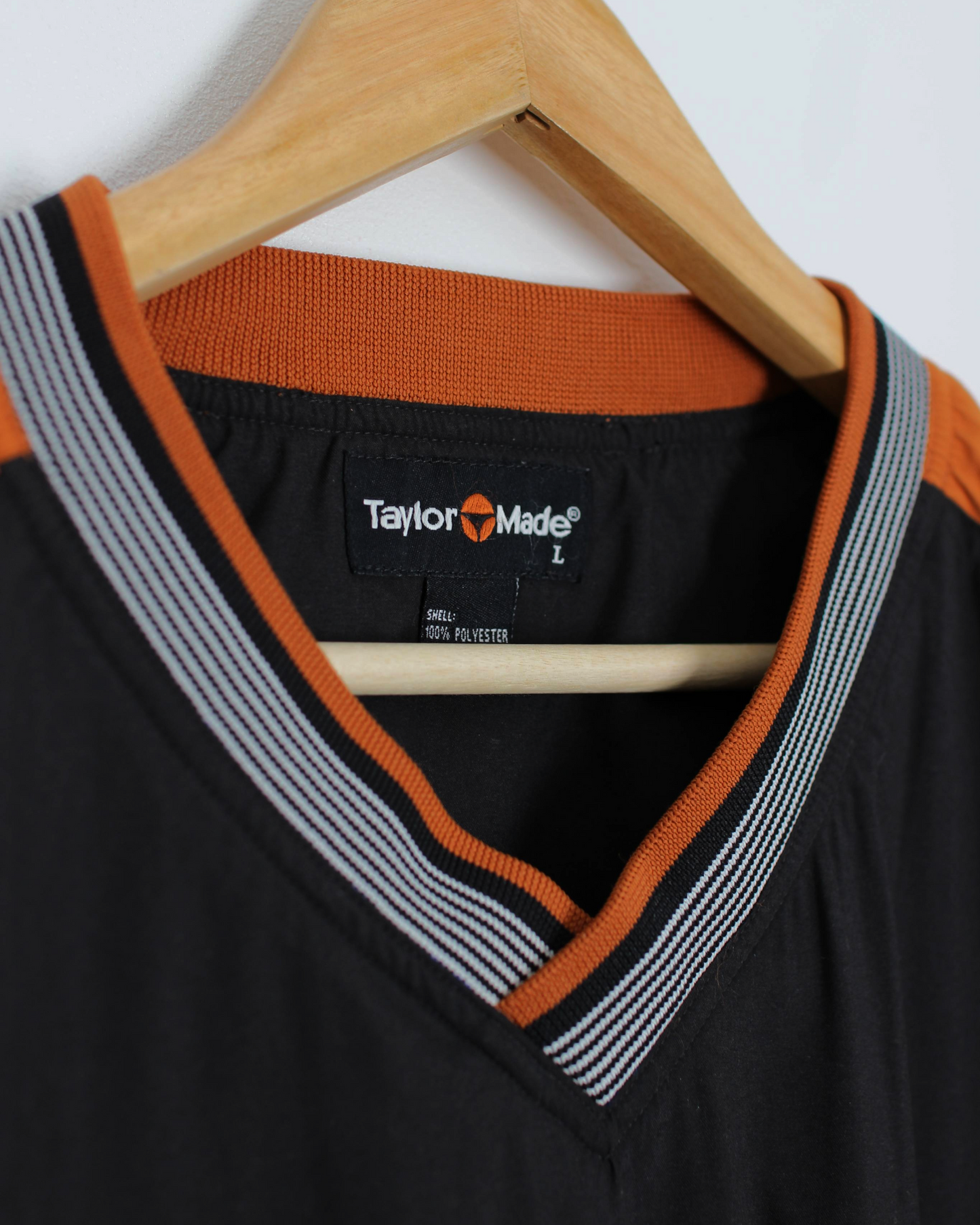 90s TaylorMade Black/Orange V-Neck Windbreaker (L)