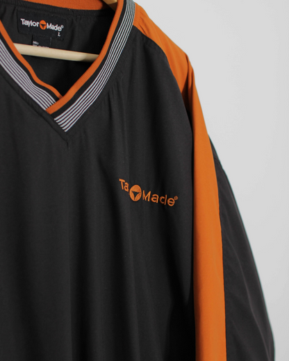 90s TaylorMade Black/Orange V-Neck Windbreaker (L)