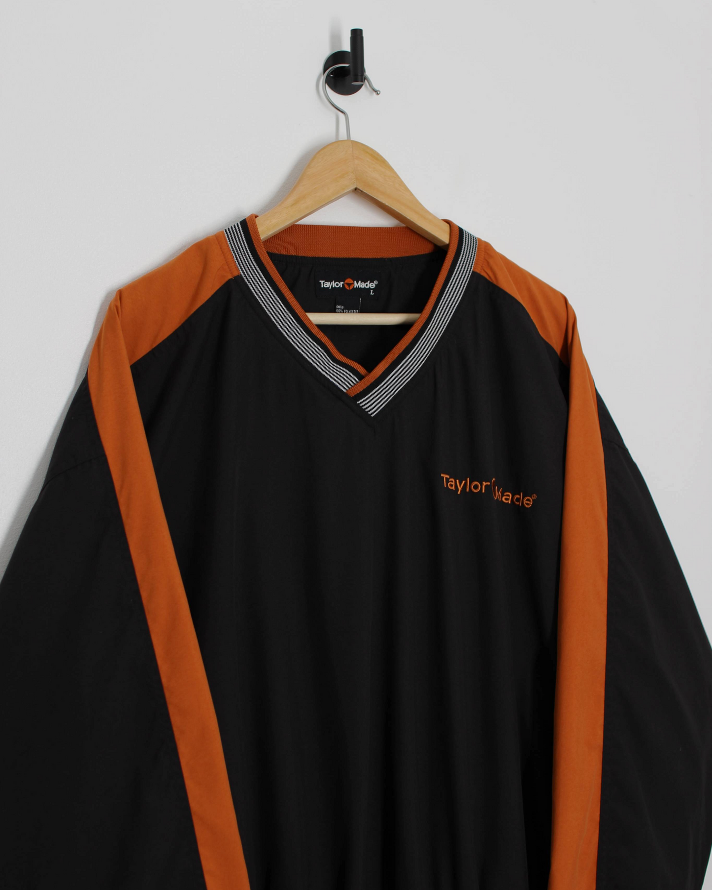 90s TaylorMade Black/Orange V-Neck Windbreaker (L)