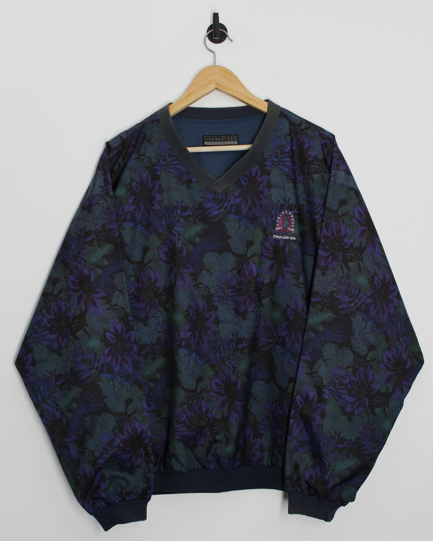 90s Forresters Springhouse Golf Club Abstract/Blue Reversible Windbreaker (L)