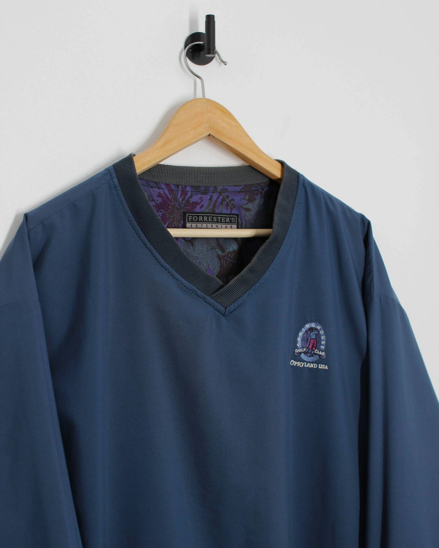 90s Forresters Springhouse Golf Club Abstract/Blue Reversible Windbreaker (L)