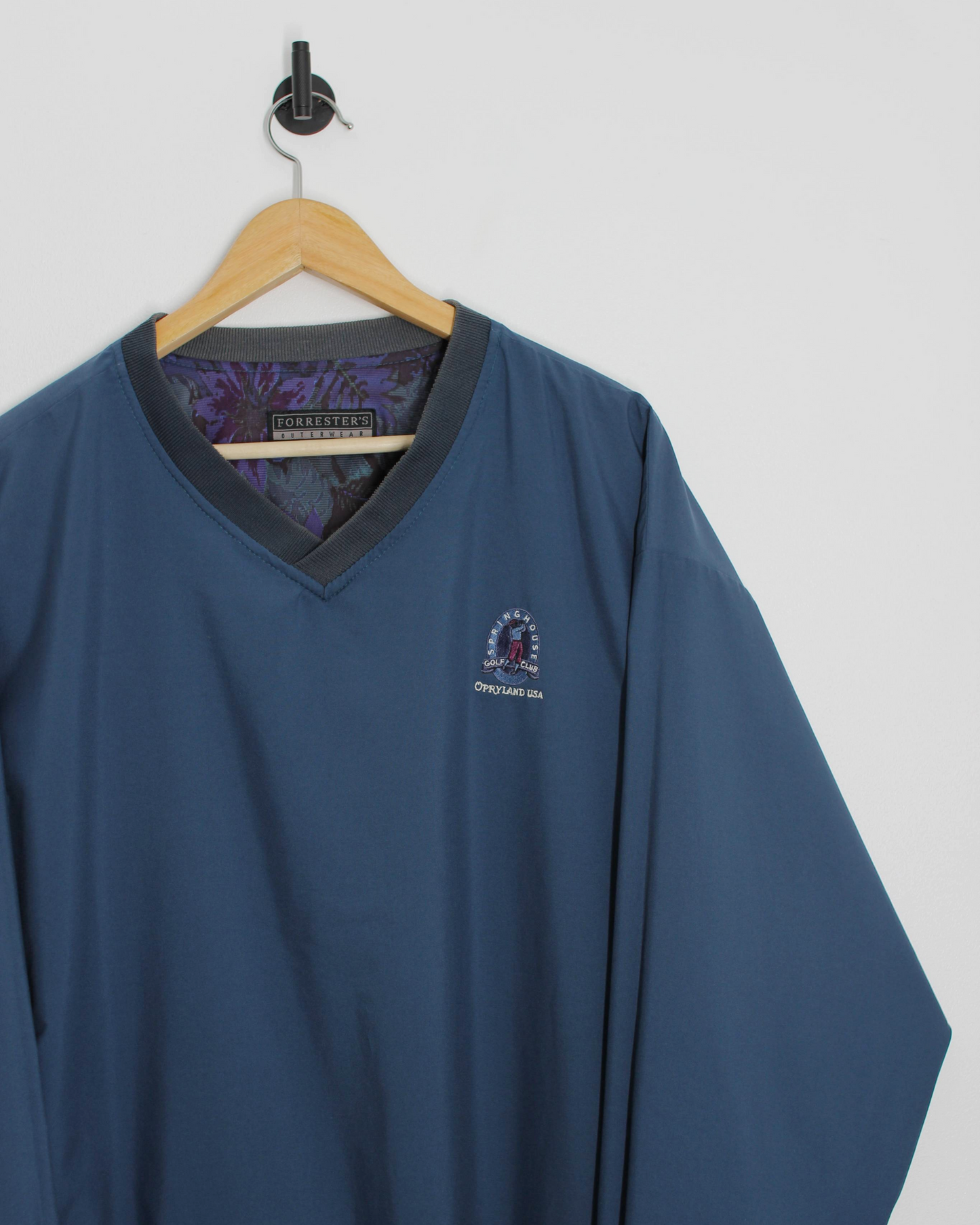 90s Forresters Springhouse Golf Club Abstract/Blue Reversible Windbreaker (L)