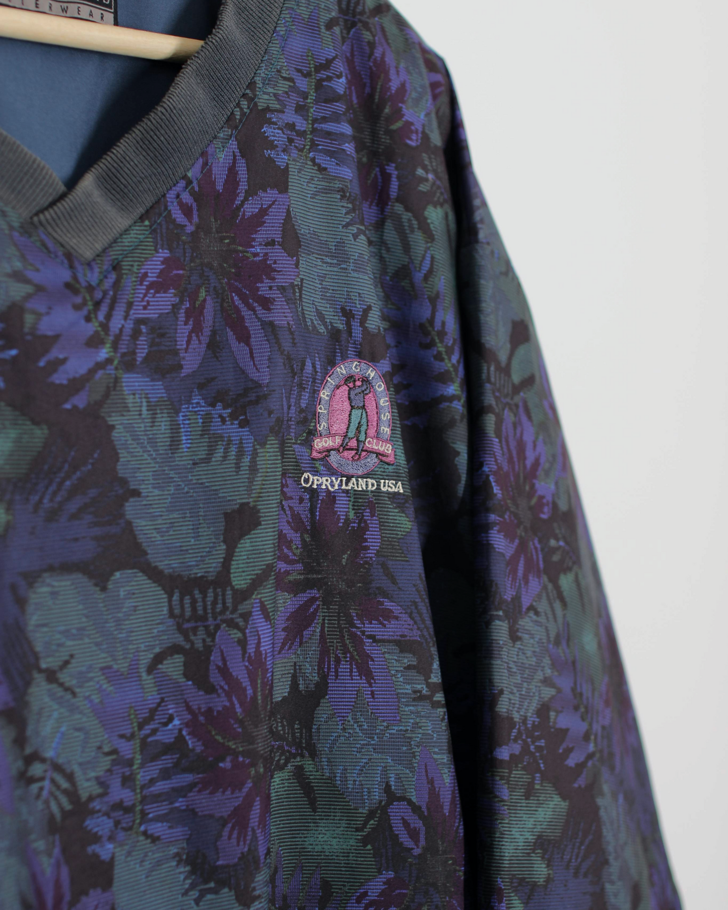 90s Forresters Springhouse Golf Club Abstract/Blue Reversible Windbreaker (L)