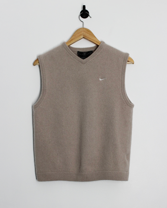 00s Nike Light Brown Wool Golf Vest (XS)