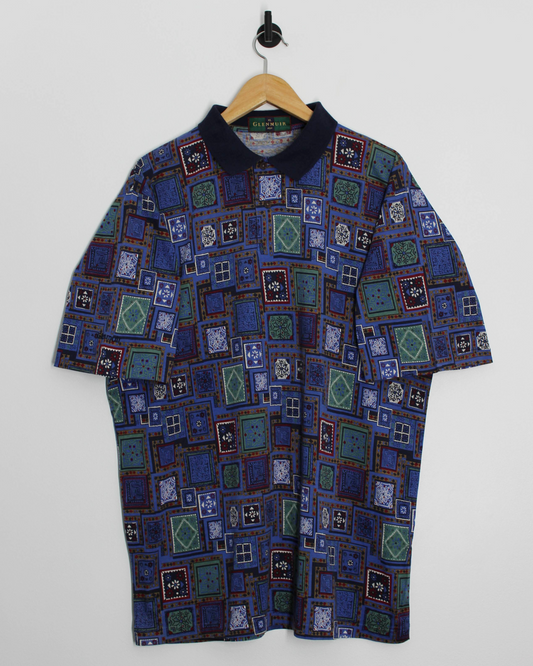 90s Glenmuir Abstract Tile Print Polo-Shirt (XL)