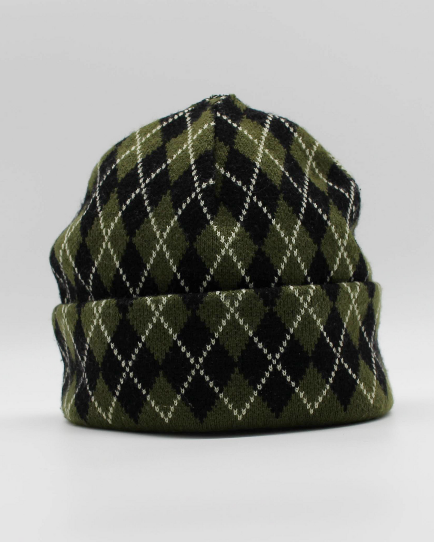 00s Callaway Golf Green Argyle Pattern Beanie Hat (S)