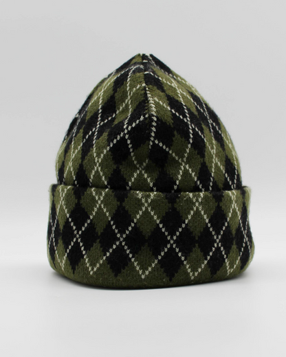 00s Callaway Golf Green Argyle Pattern Beanie Hat (S)