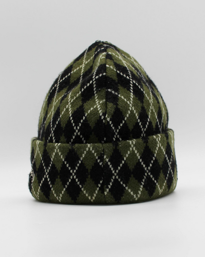 00s Callaway Golf Green Argyle Pattern Beanie Hat (S)