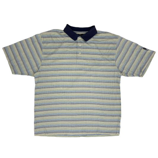 Nike White/Blue/Green Striped Polo-Shirt (L)