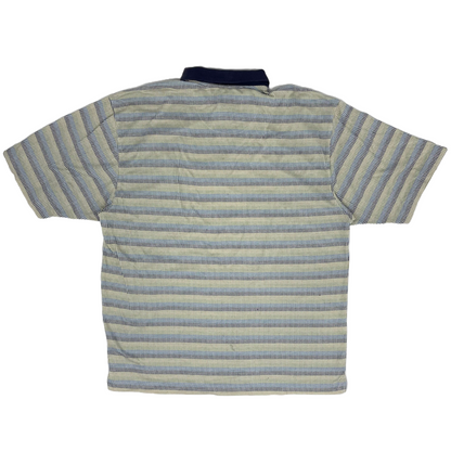 Nike White/Blue/Green Striped Polo-Shirt (L)