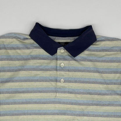 Nike White/Blue/Green Striped Polo-Shirt (L)