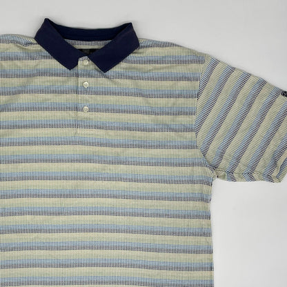 Nike White/Blue/Green Striped Polo-Shirt (L)