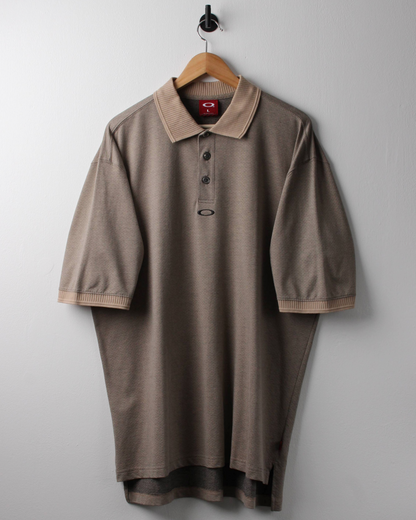 00s Oakley Beige Micro-Patterned Polo (XL)
