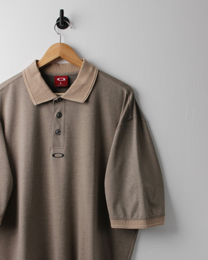 00s Oakley Beige Micro-Patterned Polo (XL)