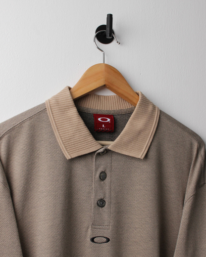 00s Oakley Beige Micro-Patterned Polo (XL)