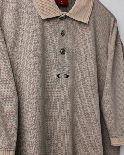 00s Oakley Beige Micro-Patterned Polo (XL)