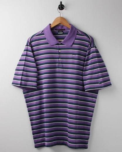 00s Nike Tiger Woods Purple & Navy Striped Polo (L)