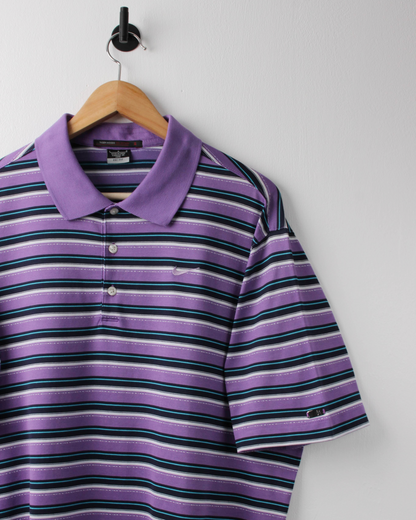 00s Nike Tiger Woods Purple & Navy Striped Polo (L)