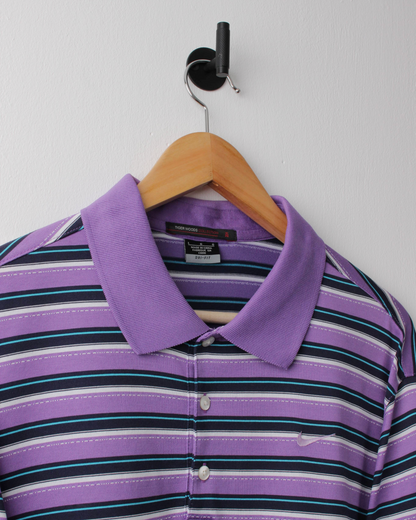00s Nike Tiger Woods Purple & Navy Striped Polo (L)