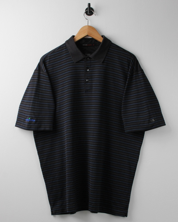 00s Nike Tiger Woods Black & Blue Striped Polo (L)