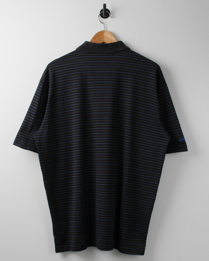 00s Nike Tiger Woods Black & Blue Striped Polo (L)