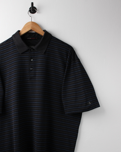 00s Nike Tiger Woods Black & Blue Striped Polo (L)
